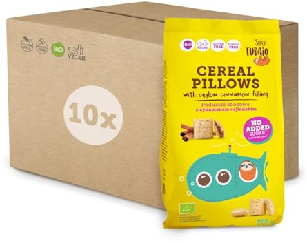 SUPER FUDGiO Bio-Frühstückscerealien | Glutenfrei Vegan | Ohne Zucker und Palmöl | mit Ceylon-Zimt-Füllcreme | 200 g x 10 multipack