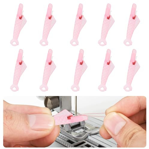 10 Stück Fischmaul Nadeleinfädler, 2024 Neu Nadeleinfädler Fisch Form Automatisch Nadeleinfädler für Nähmaschinen zum Nähen Basteln Zubehör(Rosa)