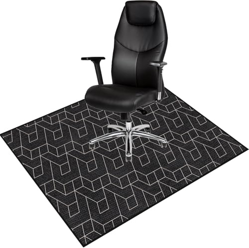 Lurowo Bürostuhlmatte, rutschfeste bedruckte Bodenmatte für Bürostuhl, 120 x 90 cm, leicht zu reinigende Bodenschutzmatte für harte Böden (E)