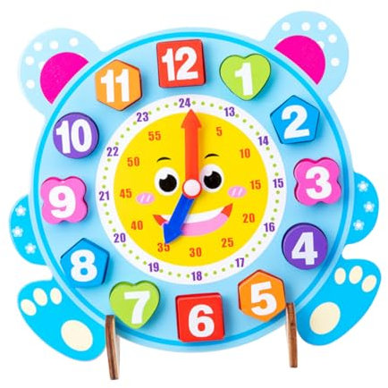 TOYANDONA 1 Satz Cartoon-Uhr kinderlernuhren Kinder Puzzle Kinderuhr Uhr für Vorschulkinder Uhr kognitives Spielzeug pädagogisches Spielzeug Lernspielzeug Zahlenerkennungsspielzeug Holz Blue