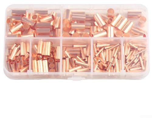 250 Stück Aderendhülsen Draht-Quetschverbinder, 7 Größen, Kupferverbinder-Set, elektrische Stoßklemmen für Steckverbinder