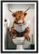 ARTFAVES® Poster - Kuh auf Toilette | Wanddeko Wandbild Badezimmer Toilette WC Bad Witzig | mit Rahmen Schwarz | 30 x 40 cm