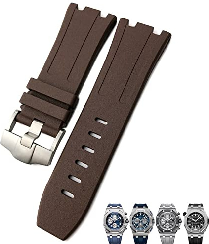 KDEGK Weiches FKM-Fluorkautschuk-Armband, 28 mm, für AP-Armband, Audemars Piguet ROYAL OAK OFFSHORE, wasserdichtes Sportuhrenarmband für Tauchen(Brwon)