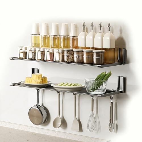 GYUPXYH Wandregal Küche Faltbar Gewürzregal Organizer Abnehmbar Bad Regal ohne Bohren Gewürzregal Organizer Leicht zu Reinigen 56 x 18 cm