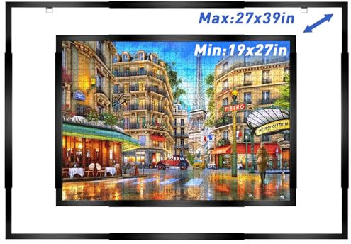 MICEPLAY Verstellbarer Puzzle-Rahmen für 1000/1500/2000 Teile Puzzles, leichter Wandhalterungsrahmen für Poster und Bilder, horizontale & vertikale Anzeige, großer schwarzer Rahmen für Galeriewand