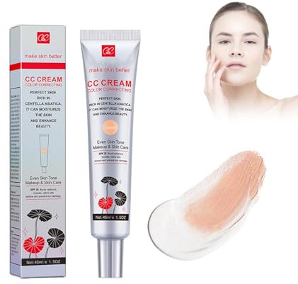 Centella Asiatica CC-Creme, CC Cream Fluid Foundation zur Abdeckung von Hautunreinheiten LSF 25+, zur Anpassung des Hauttons, vollständige Abdeckung, Make-up-Farbkorrektor (Light)