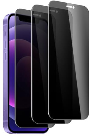SUJASEN Anti-Spy Gehärtete Glas Schutzfolie, für iPhone 12/12 Pro, 3 Stück Gehärtetes Glas,Kratzfest, Anti-Bläschen, 9H Härte, Ultrabeständig