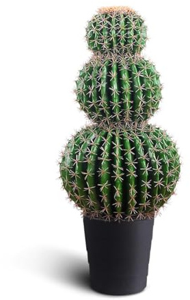 IvoQ Art Cactus XL 85 cm - Fausse Plante Réaliste Intérieur & Extérieur - Fait à la Main, Résistant aux UV & Sans Entretien - Cactus Décoratif en Pot - Plante Artificielle Verte pour Salon, Bureau ou