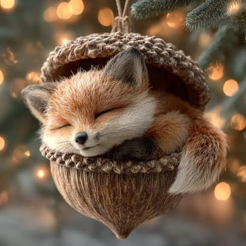 Waldtiere Weihnachtsschmuck 2D Anhänger Tiere Baumschmuck Weihnachten, Saisonale-Deko Weihnachtsanhänger Acryl Weihnachtsdeko Baum, Kaninchen Eichhörnchen Vögel Christmas Ornaments zum Aufhängen