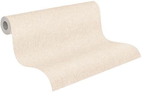 A.S. Création Wildblumen-Vliestapete – Creme, Grün, Grau – 10,05 x 0,53 m | Florales Wildblumen-Motivals Akzent – schimmernde Motivtapete im Metallic-Look, einfach zu verkleben & spurlos abziehbar