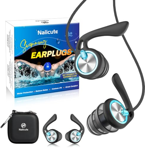Bouchons d'oreilles de natation, 2 Paire Réutilisables Confortables bouchon oreille piscine Repoussent l'Eau, Laissent Passer le Son, Maintien Sûr, Doux, Nageurs, Surf & Sports Nautiques, 2 Tailles