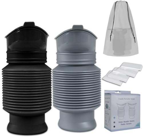 KkaFFe Adjustable Emergency Urinal 750ml, Portable Toilet for Car, Portable Mini Outdoor Camping Travel Shrinkable Personal Mobile Toilet Potty Pee Bottle for Kids Adult