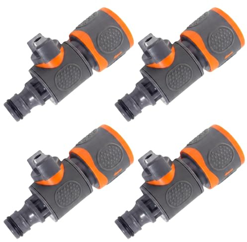 Schlauchkupplung mit Regulierventil, 4 Schlauchverbinder 1/2 Zoll mit Absperrventil, Gartenschlauch Kupplung für Wasserschlauch, Ventile & Verbindungen zur Kontinuierlichen Regulierung und Absperrung