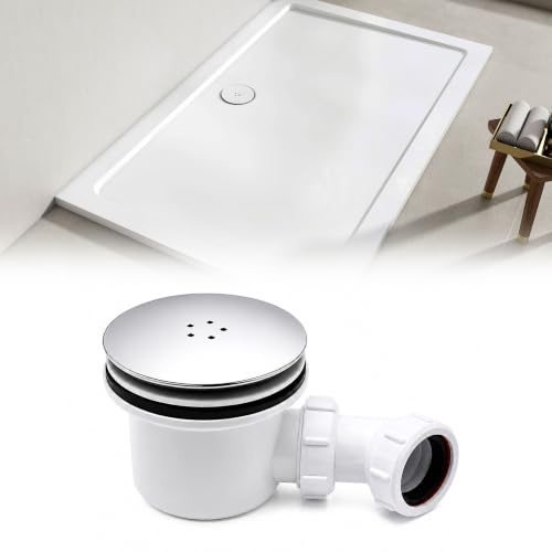 Chrome Fast Flow Shower Waste Trap, 90mm Perfect for Enclosure Trays & Shower Base, Easy Clean Drain Cover, Shower Drain Cover Replacement
