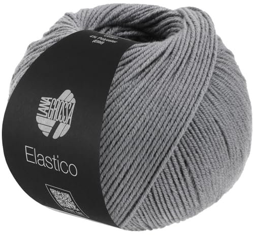 LANA GROSSA Elastico | Baumwoll-Klassiker mit leichtem Stretchanteil | Handstrickgarn aus 96% Baumwolle & 4% Polyester (Elite)| 50g Wolle zum Stricken & Häkeln | 160m Garn FB 101