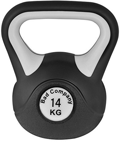 Bad Company Kettlebell I Kugelhantel aus Kunststoff I Schwunghantel Workout in verschiedenen Gewichtsstufen I 14 kg (Black & White)