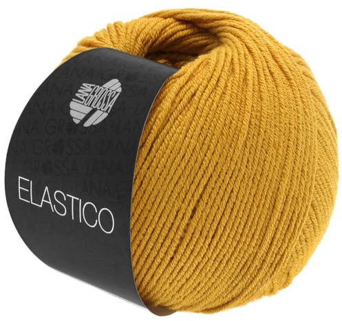 LANA GROSSA Elastico | Baumwoll-Klassiker mit leichtem Stretchanteil | Handstrickgarn aus 96% Baumwolle & 4% Polyester (Elite)| 50g Wolle zum Stricken & Häkeln | 160m Garn FB 139