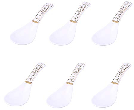 Syndecho - 6 cucharas soperas verdes de cerámica china para regalo de boda 4,2 x 14 cm