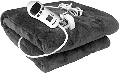 groundlevel.co.uk Plush Soft Touch Extra Large Electric throw/Blanket With 5 Settings - Charcoal Grey 130 x 170 Cms