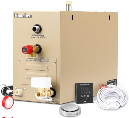 Hanchen 3KW Generatore di Vapore per Sauna Bagno Turco Doccia 2m³ Temperatura Regolabile 35-55 ℃ Timer 10min-12h 220V CE
