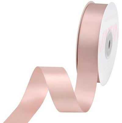 VATIN 22mm Double Faced Polyester Satin Ribbon Antique Mauve - 23 Metre/Spool, Perfect for Wedding Decor, Wreath, Baby Shower,Gift Package Wrapping and Other Projects