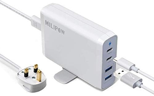 75W USB C Charger, 4-Port USB C Plug Dual Port PD Power Adapter + USB-A Fast Charger for iPhone 12/11 Pro/Pro Max, MacBook Pro 13(2017, 2018, 2020), MacBook Air (2018, 2019, 2020), White