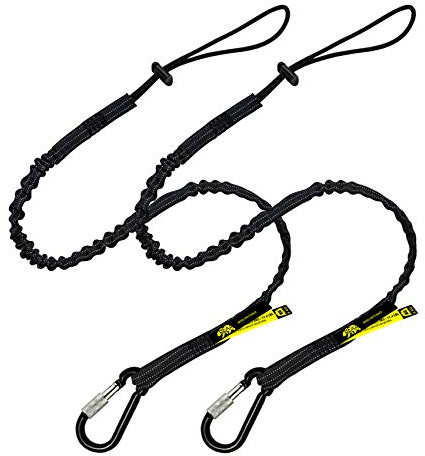 BearTOOLS Tool Lanyard with Single Carabiner and Adjustable Loop End, Standard Length, Maximum Weight Limit 8KG / 17.6lb, Aluminum Screw Lock Carabiner with Shock Cord Stopper, 0922S (2 Pack)
