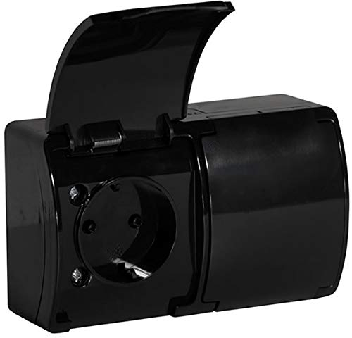 Koala IP44 Prise de courant Schuko 2 prises Noir