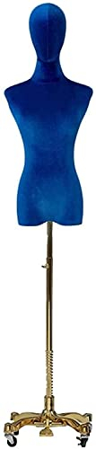 Mannequin Schaufensterpuppe Weibliche Schaufensterpuppe Torso Body Head Dress Form Dummy Professional Leicht zu bewegen mit goldenen Rollen für Kleidungsdisplay EIIDJFF 524(Color:Royal Blue)