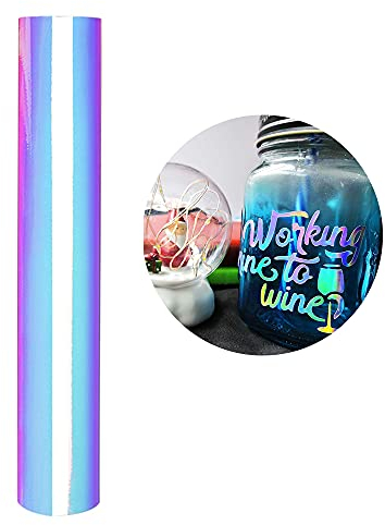 Holografische Selbstklebende Vinylfolie Plotter - 30x150cm Plotterfolie Selbstklebend Vinyl Rollen, Permanente Metallic Vinylfolie für Aufkleber, Cric, Scrapbooking (Holographisches Opalweiß)