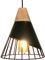 TOKIUS Pendelleuchte Modern Vintage Hängeleuchte Holz Lampenschirm aus Metall E27 Lampenfassung Hängelampe Ø25cm Kreative Deckenleuchte für Schlafzimmer Küche Esszimmer (Schwarz - 1 Stück)