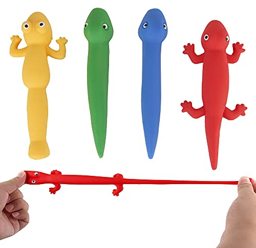 ZoneYan 4 Stück Schleuder Spielzeug, Eidechsen Spielzeug, Schleuder Tiere, Scherzartikel, Party-Mitgebsel, Schultüte Füllung Geschenke, Kleine Geschenke für Kinder