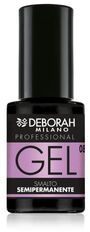 Deborah Milano - Smalto Semipermanente Gel N.08 Lilla, Effetto Plumping a Lunga Durata, Dona Unghie Intense e Brillanti, 4.5 ml