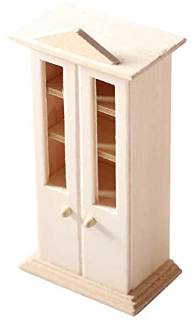 ISAKEN Puppenhaus Möbel aus Holz, 1:12 Miniatur Puppenhaus Zubehör Mini Puppenhaus Zubehör Zarte Miniatur Bench Möbel Wiege Esstisch Familienpuppen Spielset Geschenk für Kinder Jungen und Mädchen