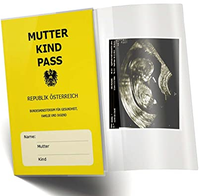 Olgs Mutter-Kind-Pass Hülle Österreich – 2er Set, Muki-Pass Schutzhülle Blanko Transparent mit Ultraschallbild-Fach, Schwangerschaft