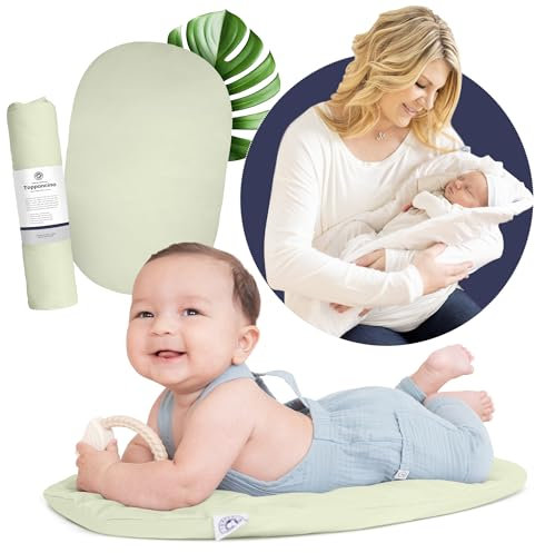 Montessori Topponcino Baby Stützkissen (Grün) | Luxuriöses Babynest aus 100% natürlicher Baumwolle für den Komfort Ihres Neugeborenen | Authentische Montessori Babyausstattung