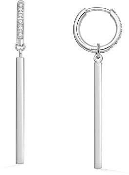 Limerencia Titan Creolen mit Anhänger, G23 Medizinische Hypoallergen Hängende Ohrringe mit Perlen Kubischer Zirkoniumdioxid für empfindliche Ohren Mode Damenschmuck (10mm, Vertikaler Balken)