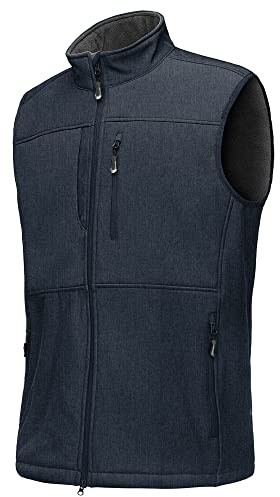 33,000ft Men's Waterproof Softshell Gilets Fleece Lined Sleeveless Jackets | 7 Pockets Body Warmers, Windproof Lightweight Golf Outerwear Gilet, 2-Way Zipper, Cycling Vest for Running Hiking