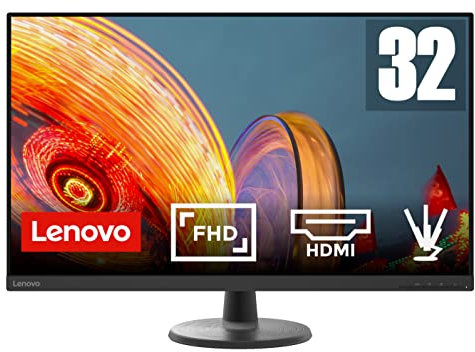 Lenovo D32-40 - Monitor 31.5 FHD (VA, Tasa de Refresco 60 Hz, Tiempo de Respuesta 4ms, HDMI 1.4 + DP 1.2, Cable HDMI, Montaje VESA de 100 mm) Ajuste de inclinación - Negro