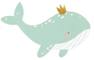 Servietten WAL WALFISCH mint-grün & gold Shape-Servietten für Taufe Baby-Party & Kommunion Kinder Geburtstags-Deko Kinder-Geburtstags-Feier Tisch-Deko Geburtstag Mädchen & Junge 40 Servietten