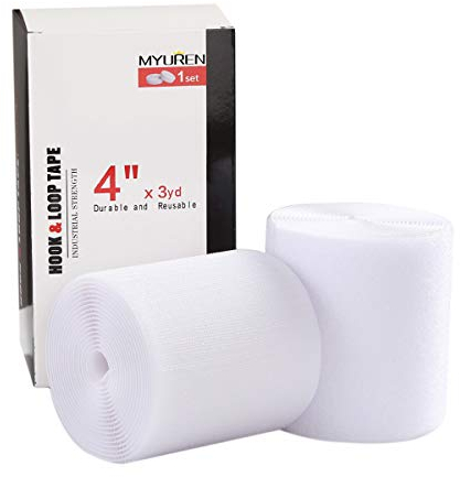 MYUREN 2.7m x 100mm Klettband zum Nähen für Stoff, 100mm Breit Klettverschluss zum Aufnähen, Nylon Klettstreifen für DIY Handwerk Rund um Startseite und Büro, Weiß