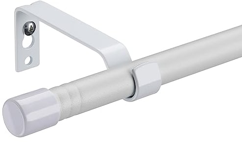 HARRMS Gardinenstange, 16mm Gardinenstange Matt Weiß 76-117cm, Vorhangstange Ausziehbar Scheibengardinenstange Wandmontage mit Halterungen und Endstücken für verdunklungsvorhänge Outdoorvorhänge