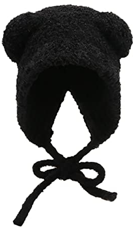 XTBFOOJ Mütze Mit Ohrenklappen Herren Hut, weiblich, süß, Bärenohren, warm, gestrickt, Ohrkappe, süß, Show, Alles, Winter, Wollmütze Jagd Mütze