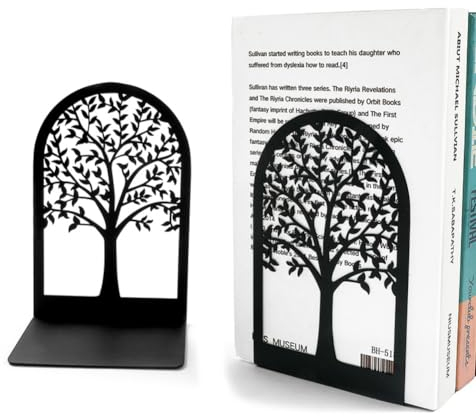 LdawyDE Serre-Livres en Métal en Forme d'Arbre - 2 Cales Livre Décoratifs pour Bibliothèque de Bureau, Maison, École