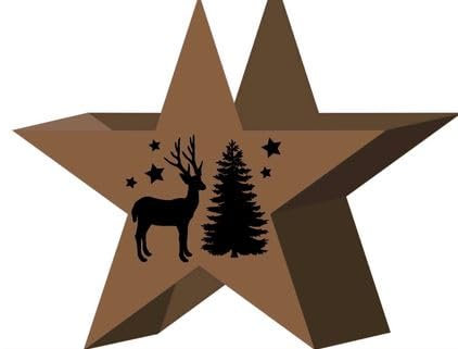 Kerzenständer Stern mit Motivstanzung 2er-Set in Rostoptik oder silberfarben (Rost Hirsch)