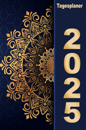 Tagesplaner 2025: Buchkalender ein tag pro seite mit Zeit -12 Monate Januar bis Dezember