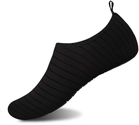 GOODSALEOK Chaussures Aquatiques Homme Chaussette De Piscine Chaussures De Plage Femme Chaussures De Sport Aquatique Surf Natation Plage Noir 36/37 EU