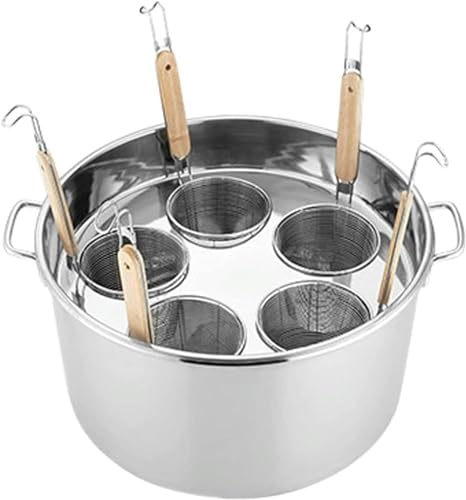 Pentole, Cuocipasta, Set di Pentole con Inserto, Pentola per Pasta in Acciaio Inossidabile con 5 Cestelli con Filtro, Cucina di Casa Ristorante