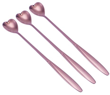 MAGICLULU 3 Pcs Creative Metal Spoon Flower Teaspoons Stir Spoon Bar Small Coffee Spoon Espresso Spoon Coffee Mixer Wand Heart Stirring Spoons Salad Spoons Cake Stirring Spoon Love Cocktail