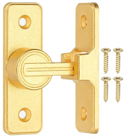 PATIKIL 90 Degree Barn Door Lock, Flip Latches Zinc Alloy Safety Sliding Door Bolt Latch Lock for Garden Garage Bathroom Gate, Gold